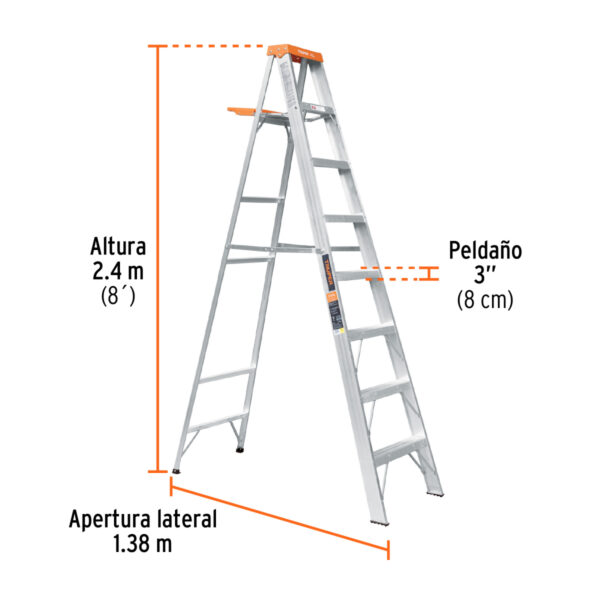 Escalera de tijera tipo II 7 peldaños y bandeja, Truper