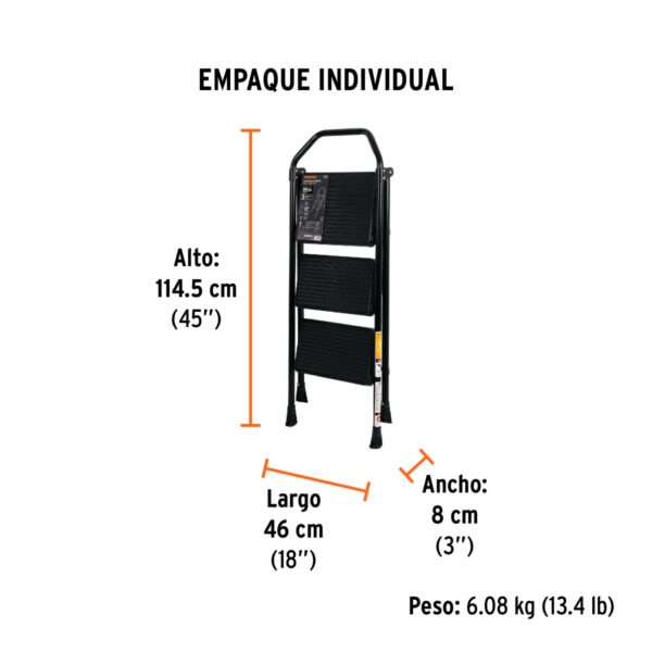 Escalera tubular, plegable, 3 peldaños, Truper