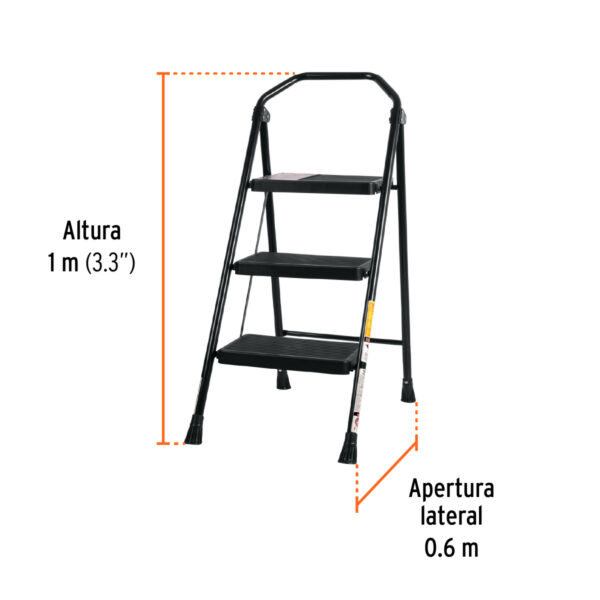 Escalera tubular, plegable, 3 peldaños, Truper